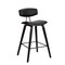 Armen Living Fox 25.5" Counter Height Black Faux Leather and Black Wood Mid-Century Modern Bar Stool LCFOBABLBL26 - alternate 1